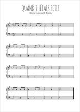 Téléchargez l'arrangement pour piano de la partition de Quand j'étais petit en PDF